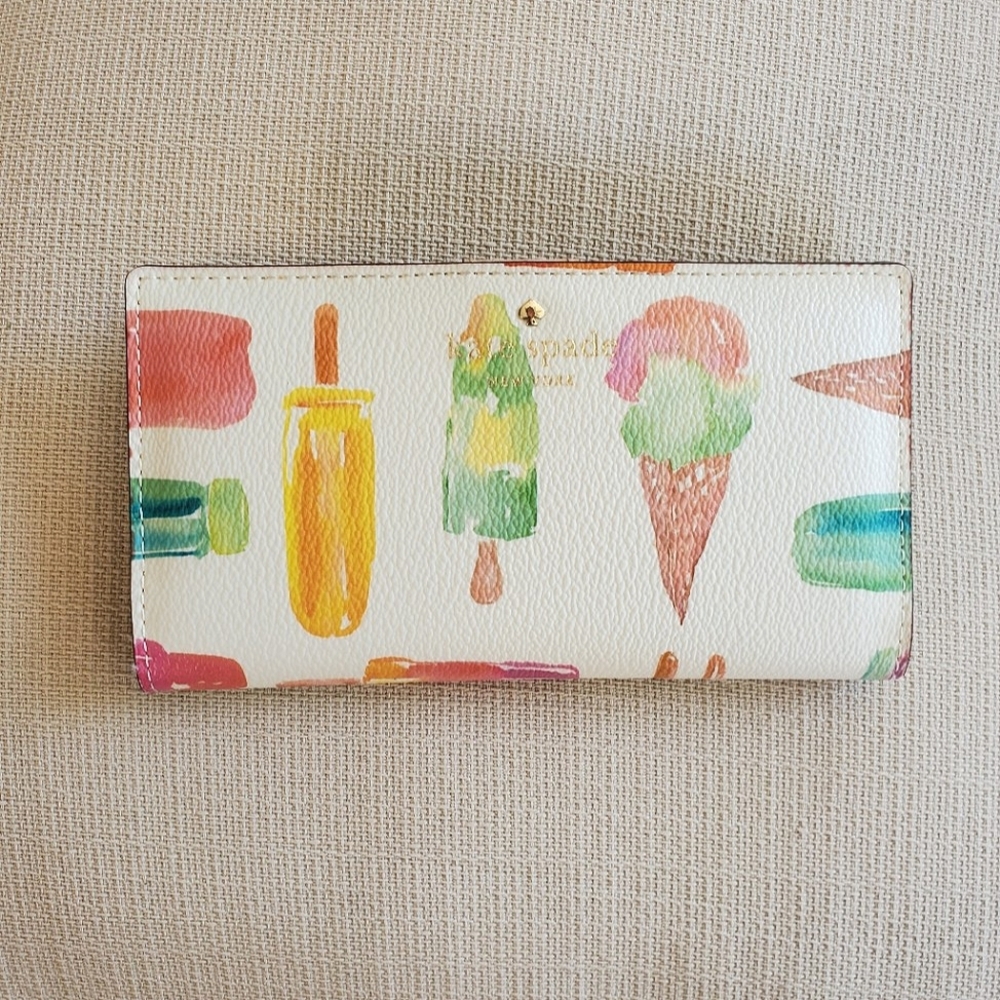 Rare Kate Spade Ice Cream Snap Wallet Leather Interior Popsicles